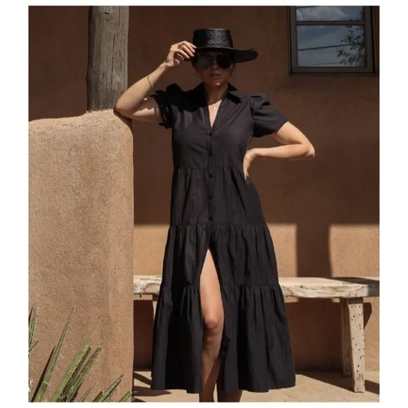 Brochu Walker The Havana Iconic Classic Shirt Maxi Dress Puff Sleeves XS - Picture 7 of 14